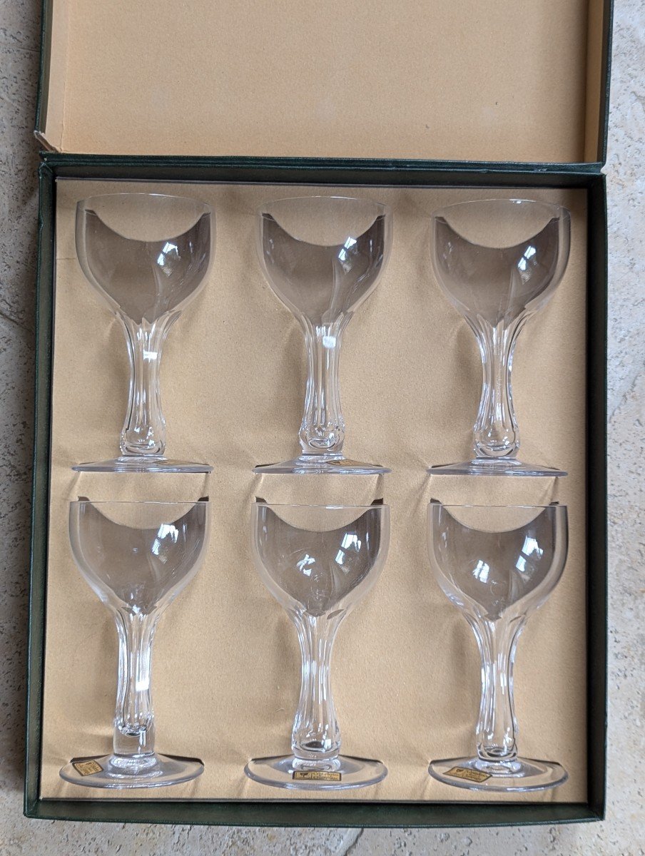 Box Of 6 Crystal Glasses. Royal Champagne Crystal Works -photo-2