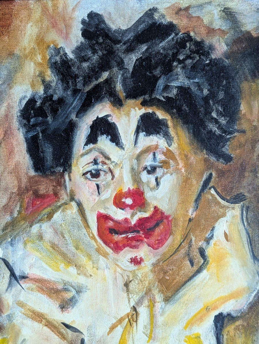 Huile sur toile encadrée  portrait de clown -photo-4