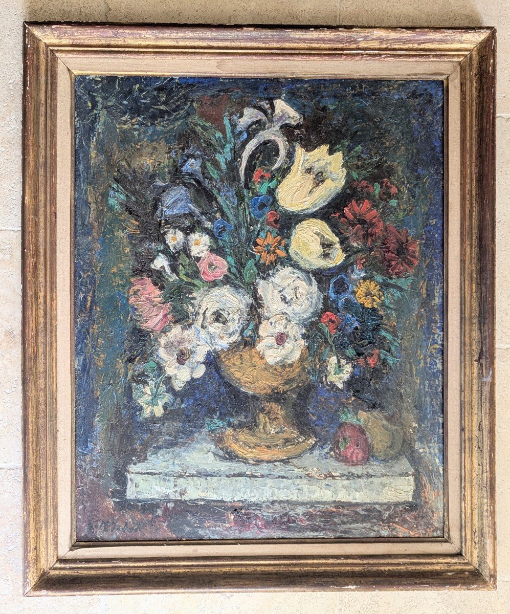 Still Life With Bouquet, Framed. Jean-claude Imbert (1919-1993) 