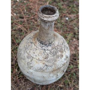 19th Century Stoneware Bottle, Terracotta, Incised Decoration 