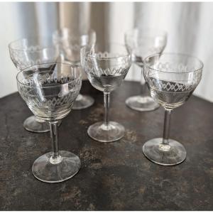 6 verres à pied Art Déco 