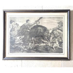 Chasse au sanglier 1818. Lithographie Frans Snyders Ferdinand Von Piloty