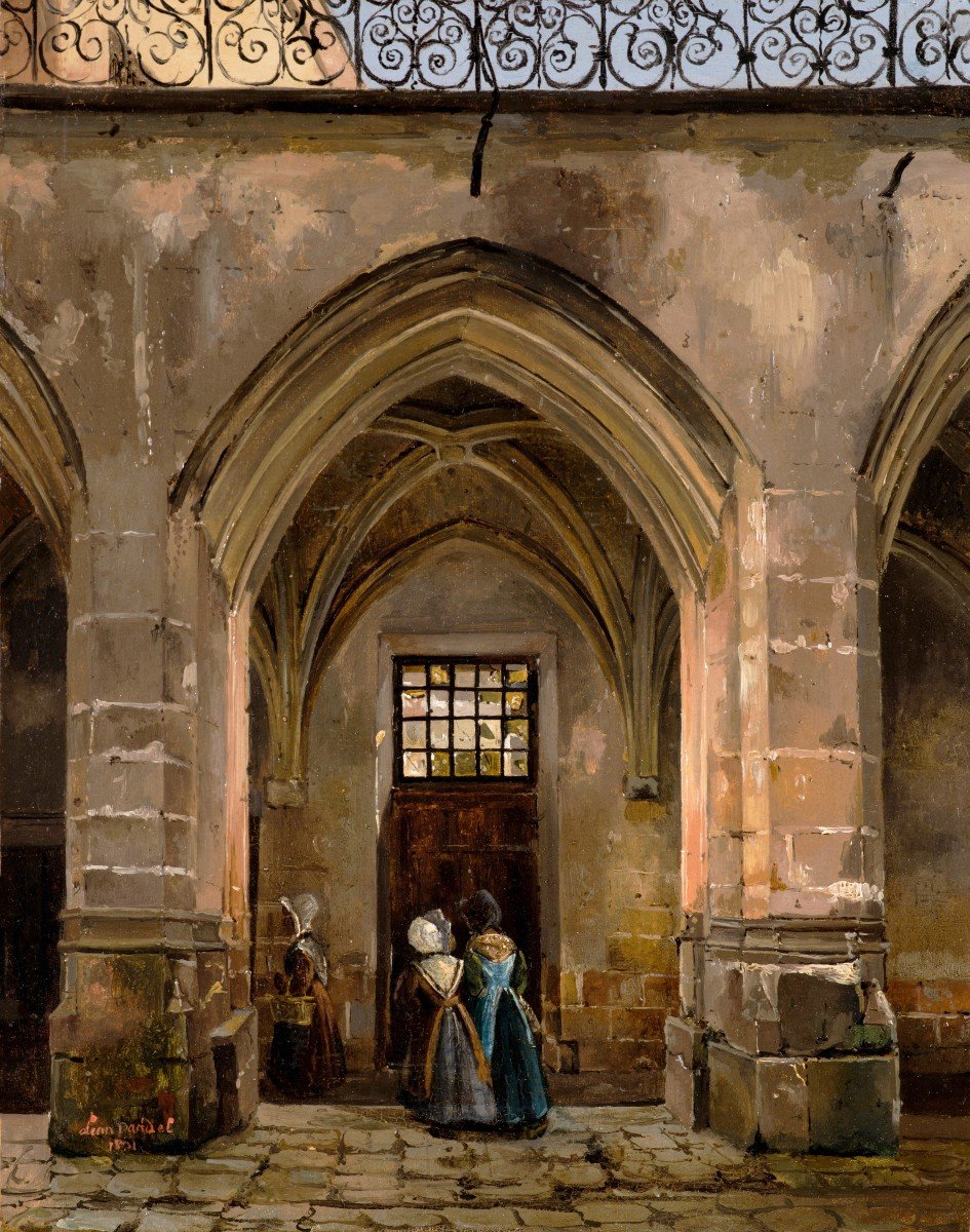 Léon Dardel (1814- ?) - Le Cloître Des Billettes à Paris, 1831