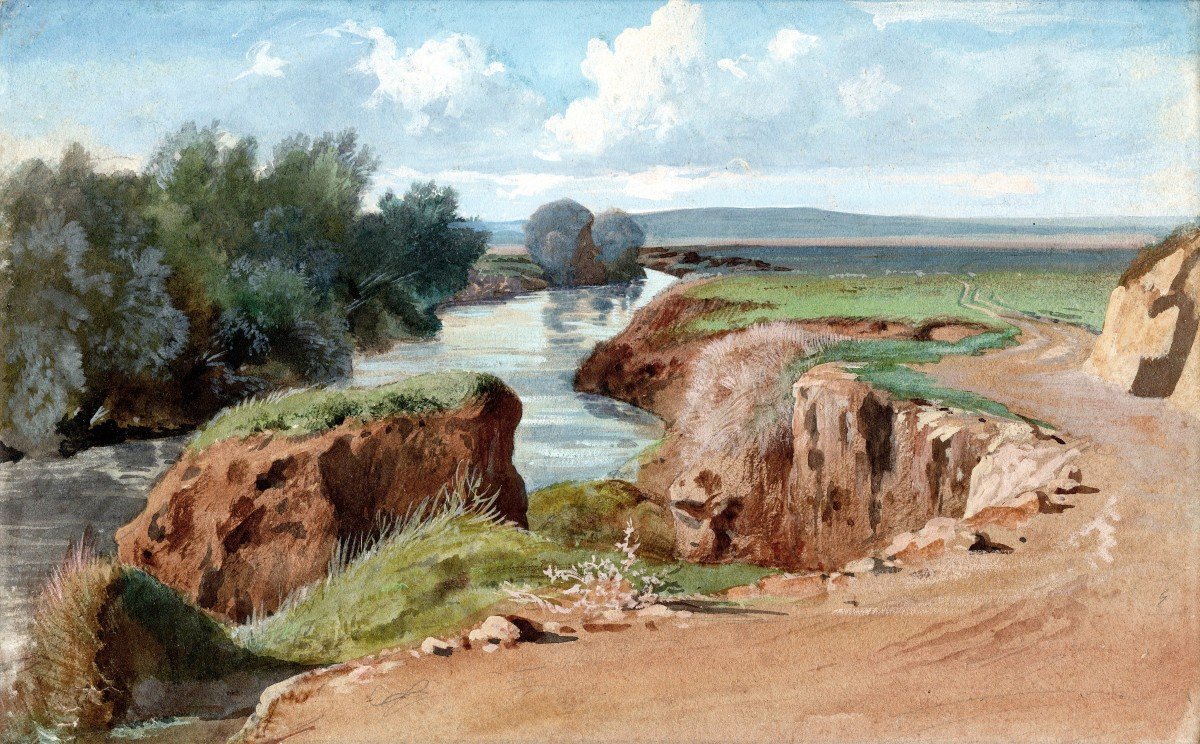 Jean Achille BENOUVILLE (1815-1891) - Rivière dans la campagne de Rome, vers 1855-1865