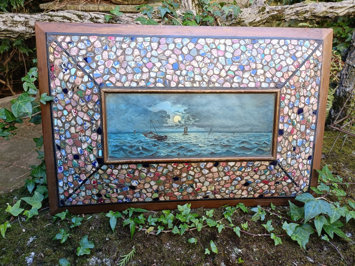 Marine Folk Art Frame Plate Pick