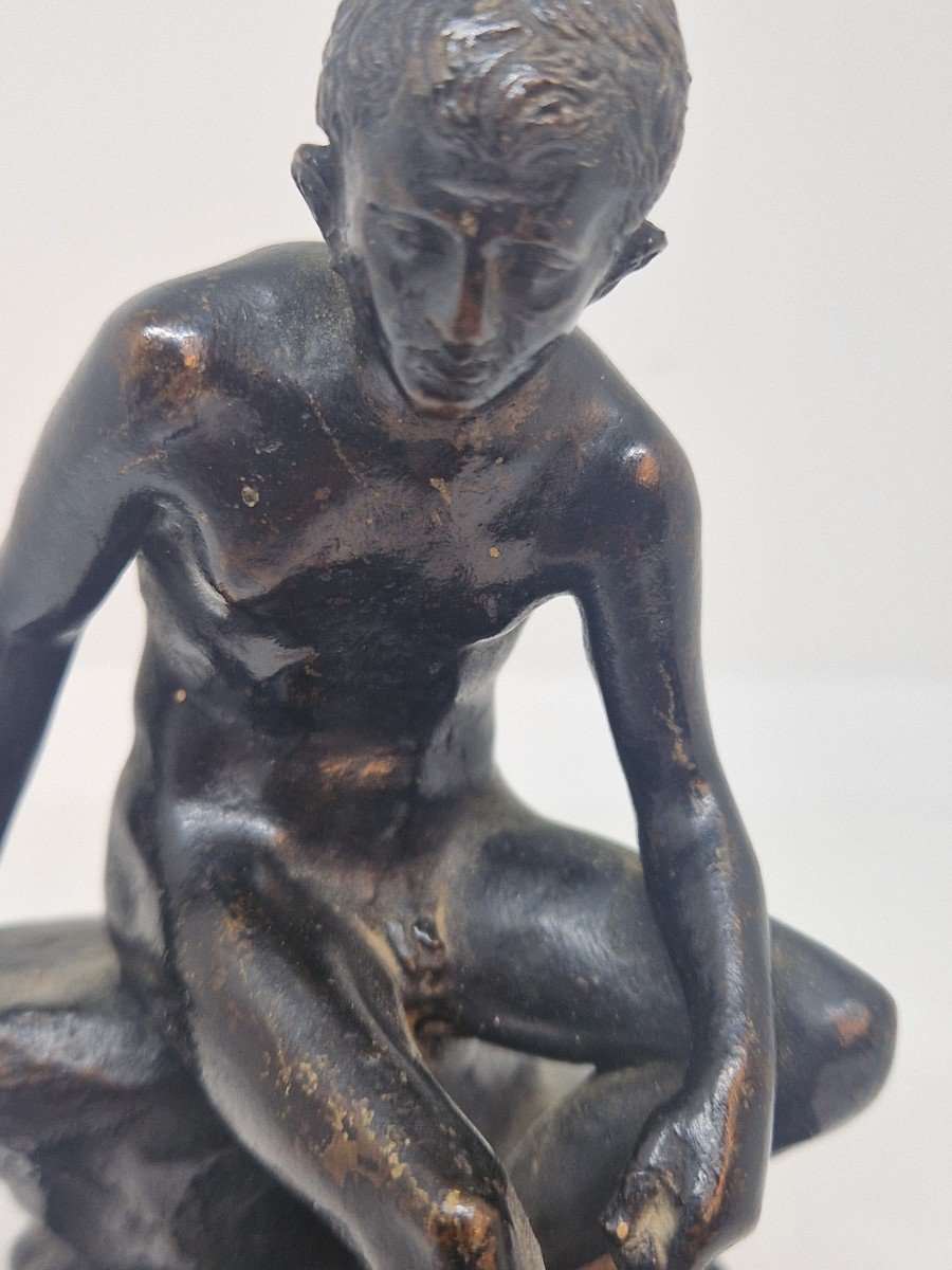  "hermes At Rest". 19th Century Bronze. Grand Tour"-photo-2