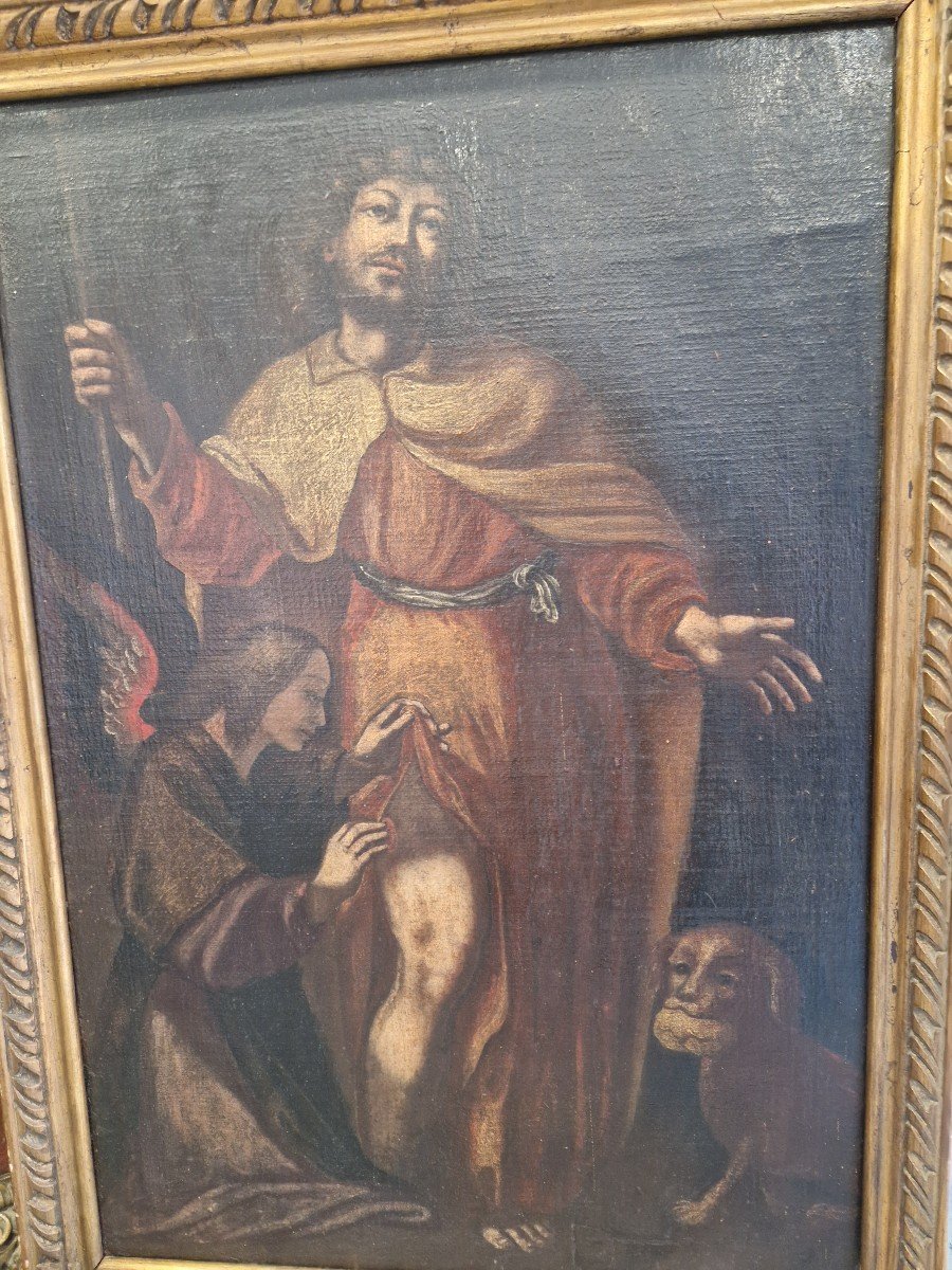 Huile Sur Toile Ecole Espagnole Du XVIIIème Siècle "san Rocco"