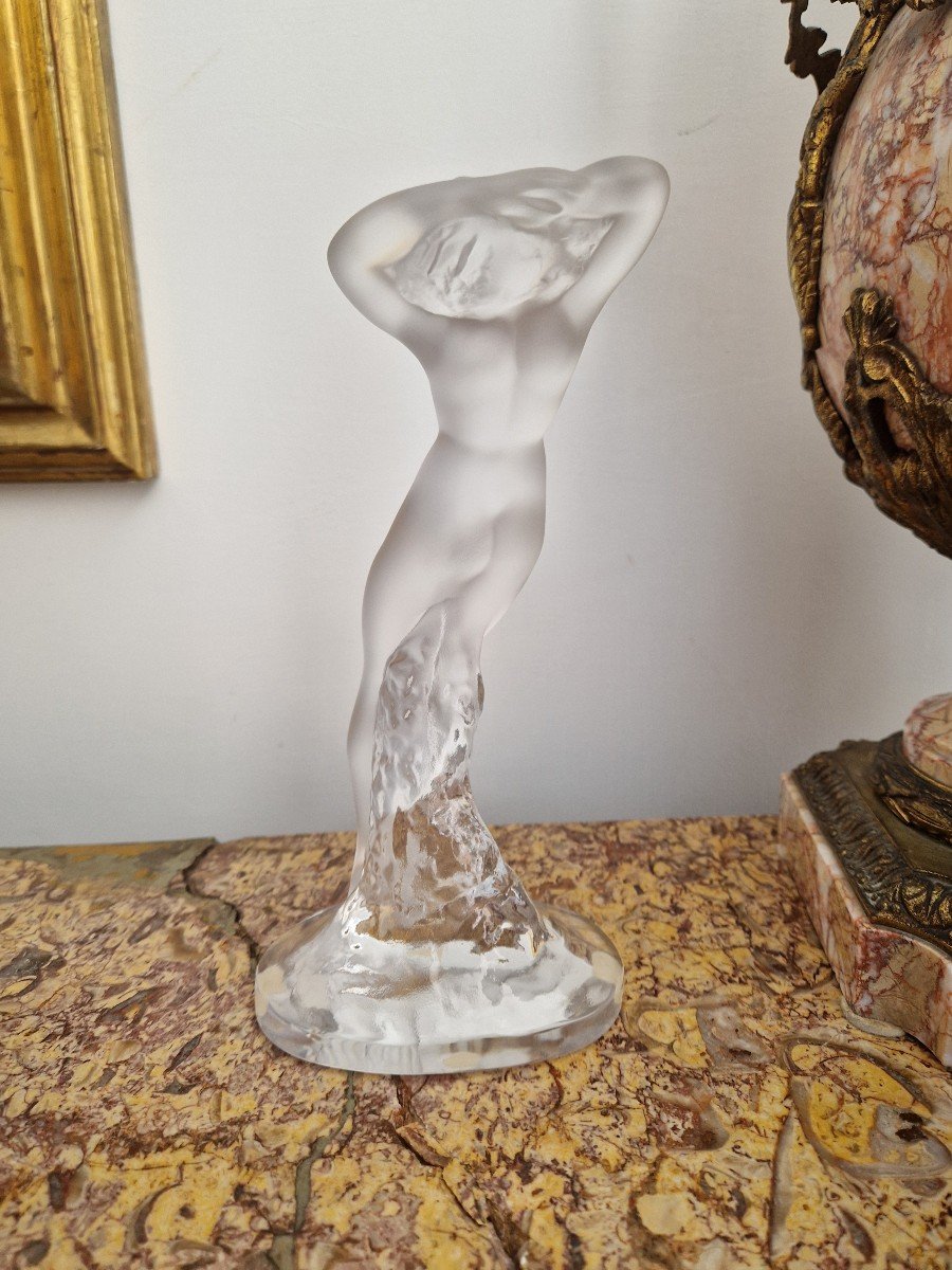 Lalique France - Crystal Woman Statuette. Signed -photo-2