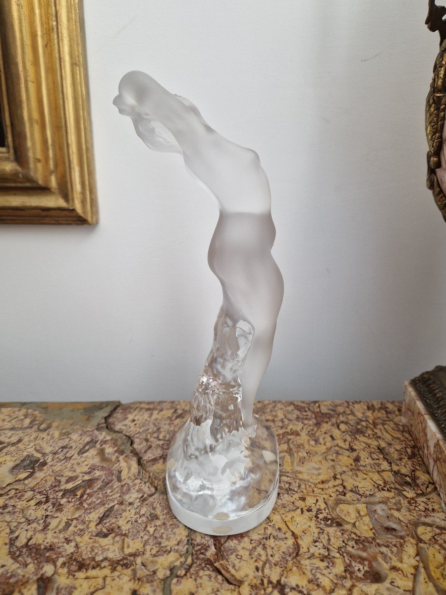 Lalique France - Crystal Woman Statuette. Signed -photo-3