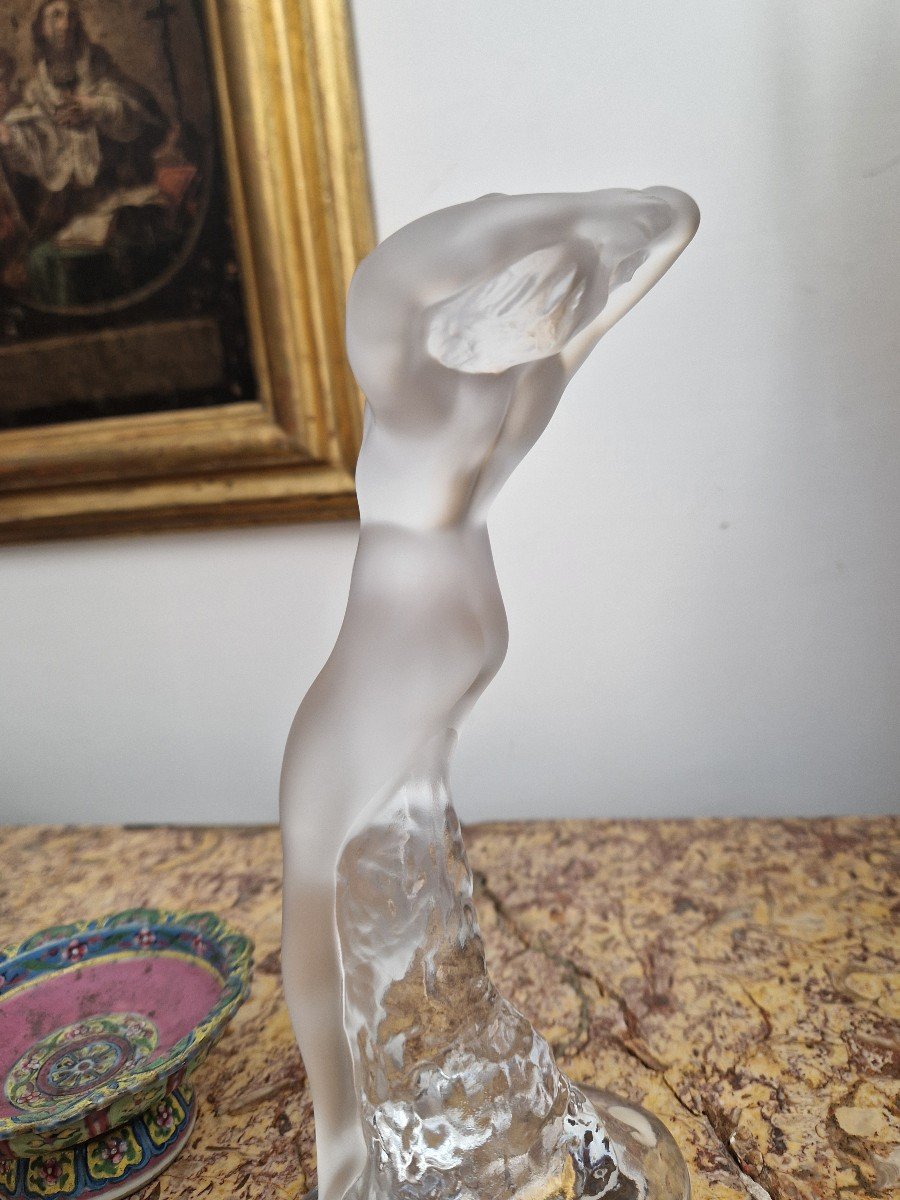 Lalique France - Crystal Woman Statuette. Signed -photo-6