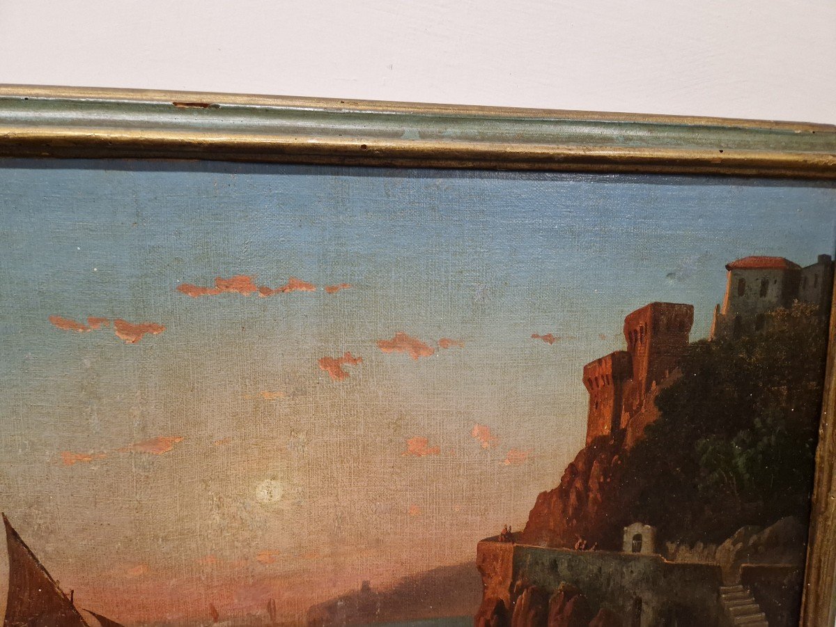 Beautiful Pair Of 19th Century Neapolitan Paintings, Posillipo School -photo-2