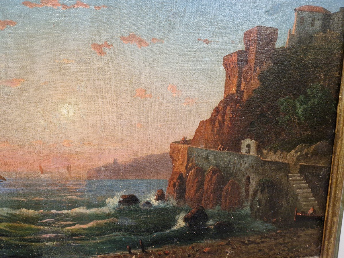 Beautiful Pair Of 19th Century Neapolitan Paintings, Posillipo School -photo-3