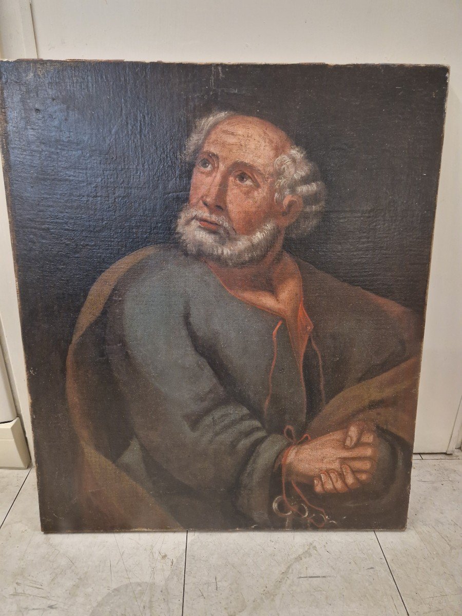 Peinture à l'Huile Sur Toile Représentant Saint Pierre. Seconde Moitié Du XVIIe Siècle