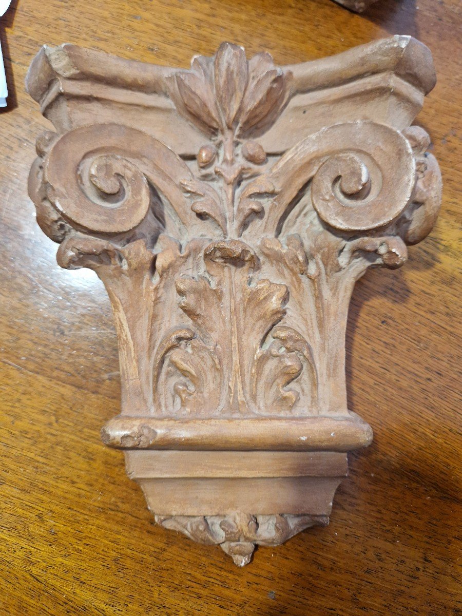 Pair Of Early 20th Century Terracotta Patinated Plaster Decorations-photo-4