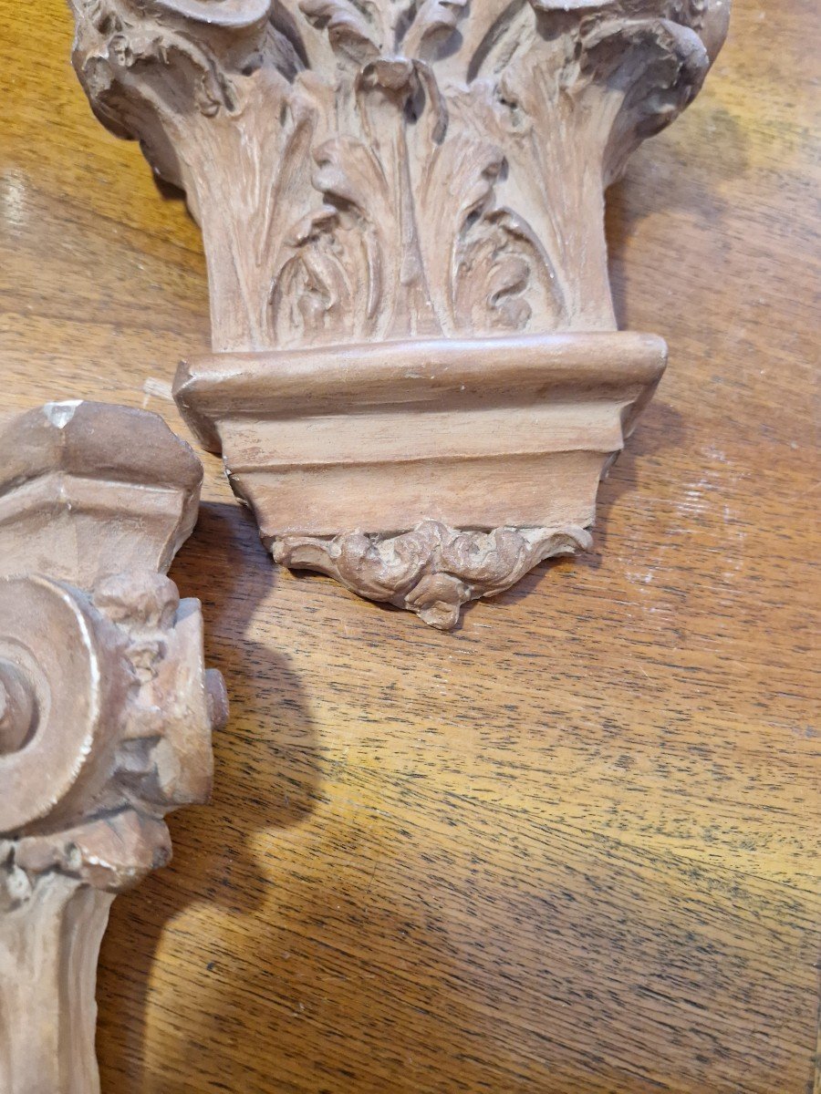 Pair Of Early 20th Century Terracotta Patinated Plaster Decorations-photo-6