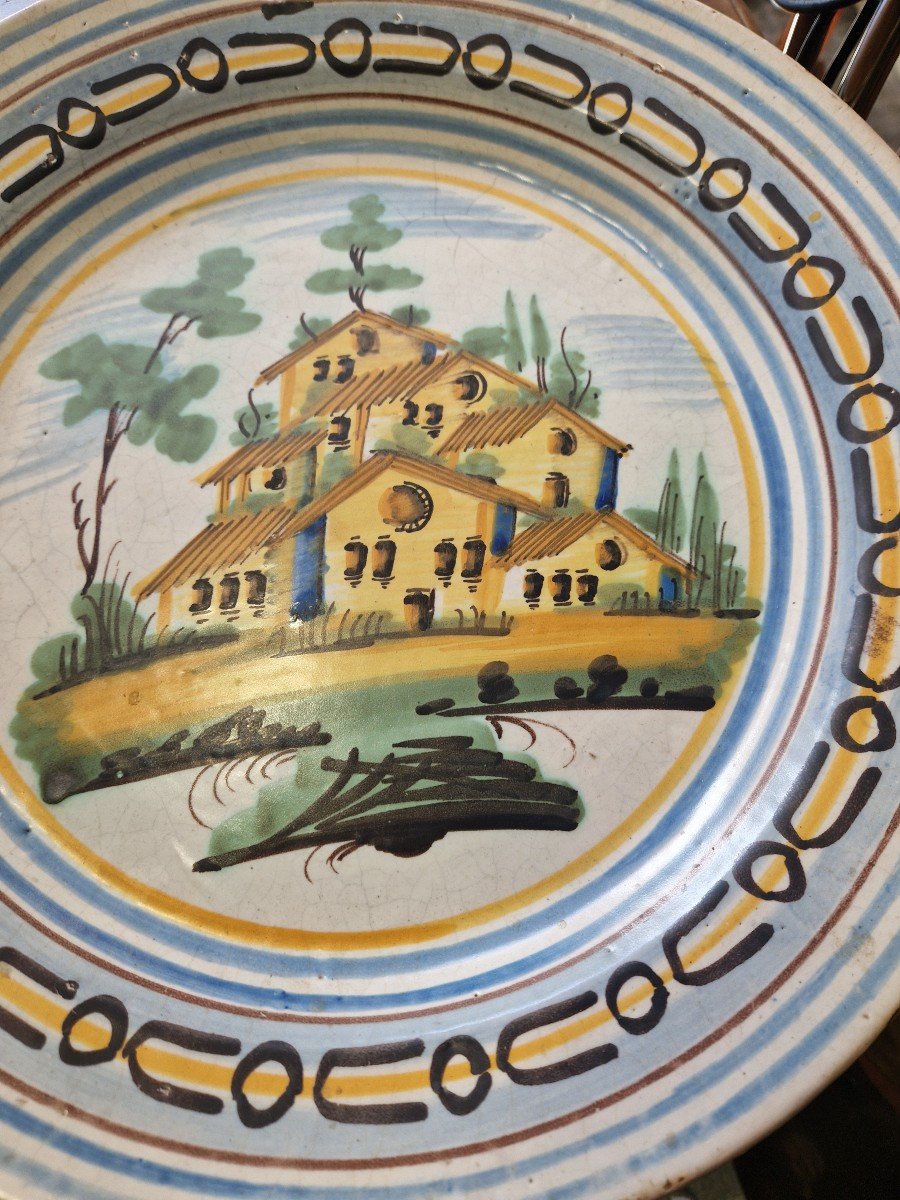 Grande Assiette En Majolique Polychrome Napolitaine Du 19ème Siècle-photo-2