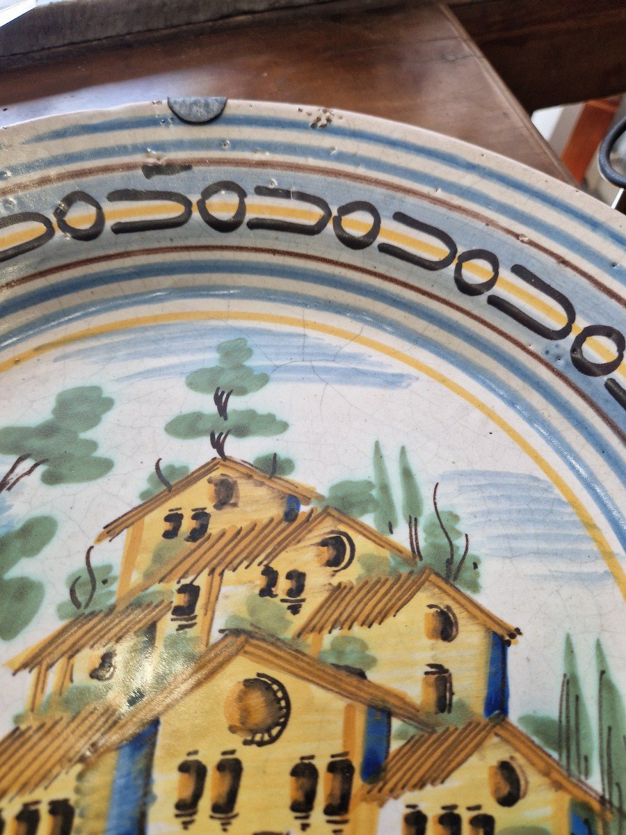 Large 19th Century Neapolitan Polychrome Majolica Plate -photo-3