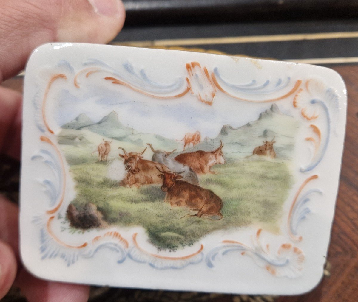 Porcelain Box Painted With 18th Century Bucolic Scenes -photo-3