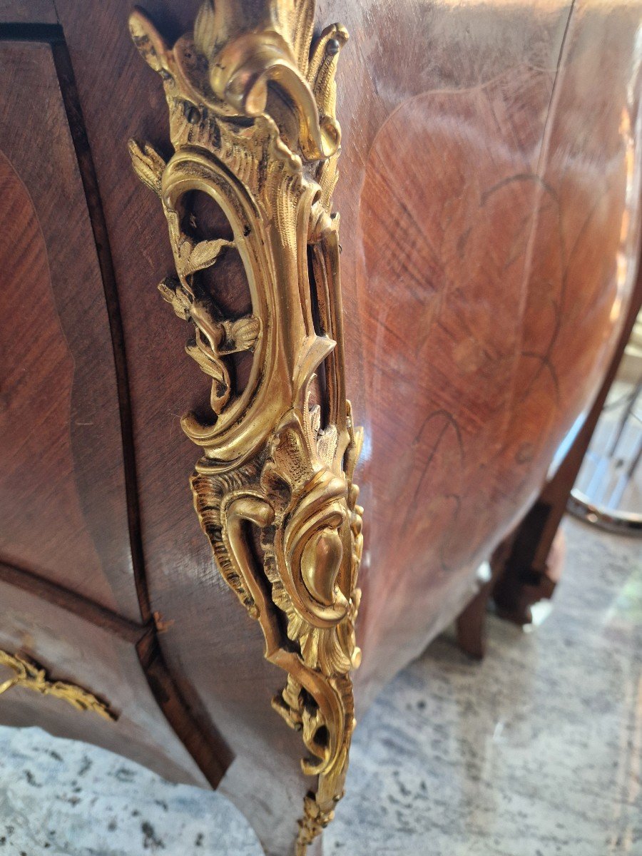 Beautiful French Napoleon III Chest Of Drawers Inlaid And With 19th Century Marble Top -photo-1