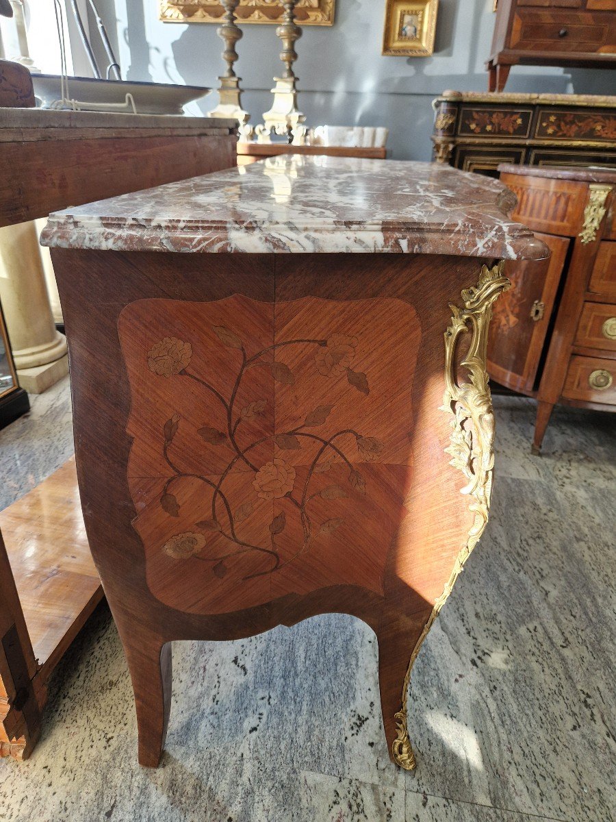 Beautiful French Napoleon III Chest Of Drawers Inlaid And With 19th Century Marble Top -photo-4