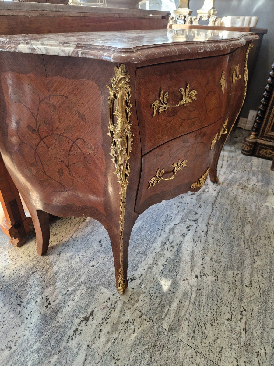 Beautiful French Napoleon III Chest Of Drawers Inlaid And With 19th Century Marble Top -photo-7