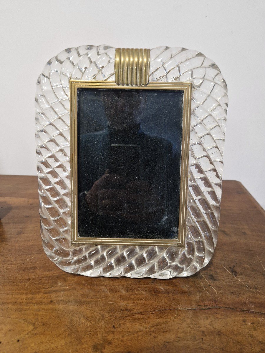 Murano Glass Photo Frame Signed Seguso Vetri d'Arte 1930s Italy