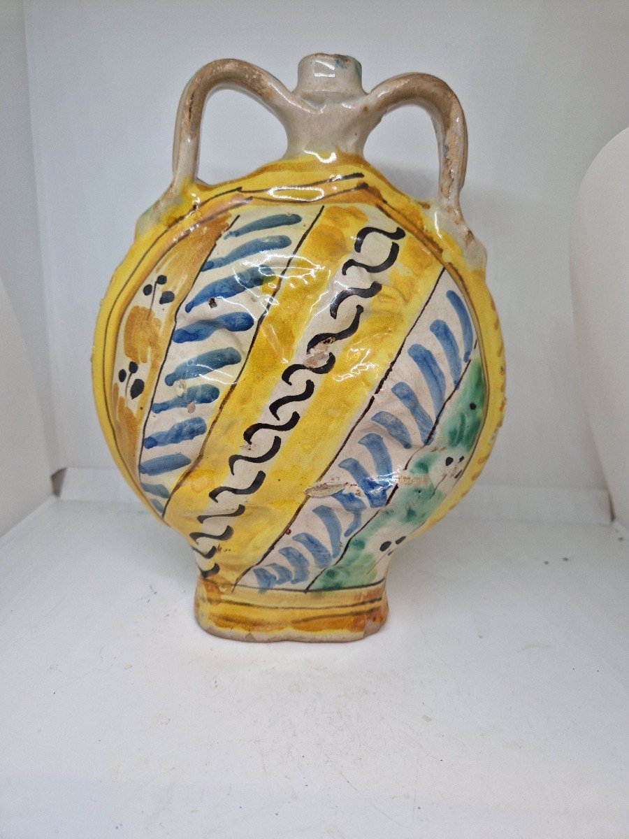 Polychrome Maiolica Flask, Ariano Irpino Furnace, 19th Century -photo-2