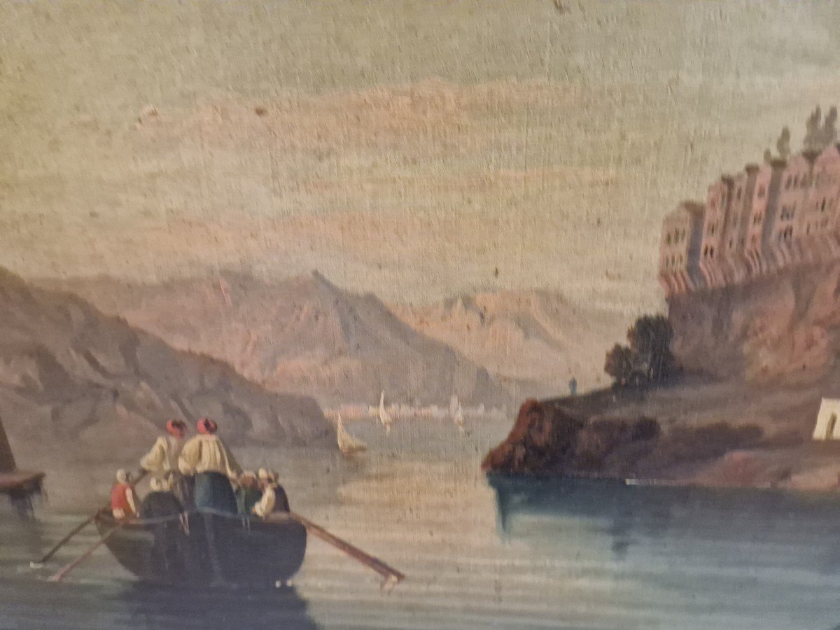 Oil Painting On Canvas Depicting A View Of The Bosphorus With Constantinople-photo-3