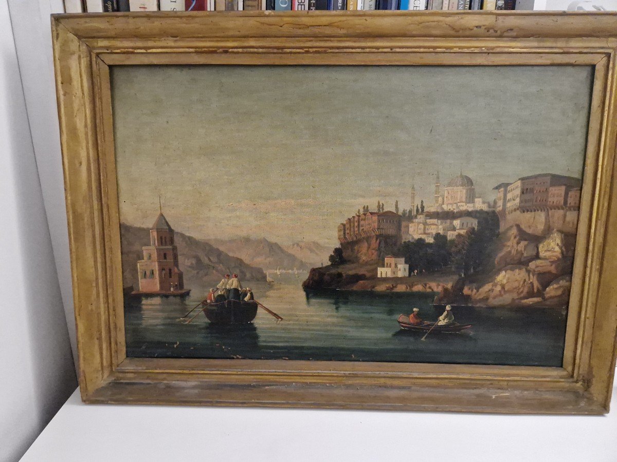 Oil Painting On Canvas Depicting A View Of The Bosphorus With Constantinople-photo-4