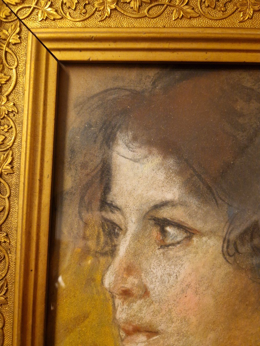 Intéressant portrait au pastel d'une femme par Vincenzo Migliaro-photo-3