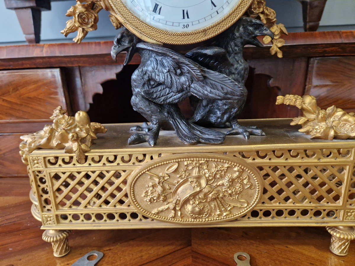 Table Clock In Gilded And Burnished Bronze By Vincenti & Cie Mid-nineteenth Century-photo-2