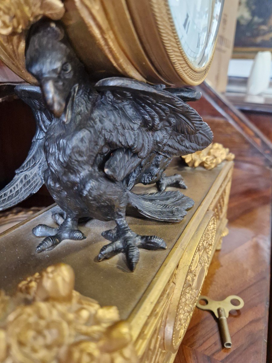 Table Clock In Gilded And Burnished Bronze By Vincenti & Cie Mid-nineteenth Century-photo-3