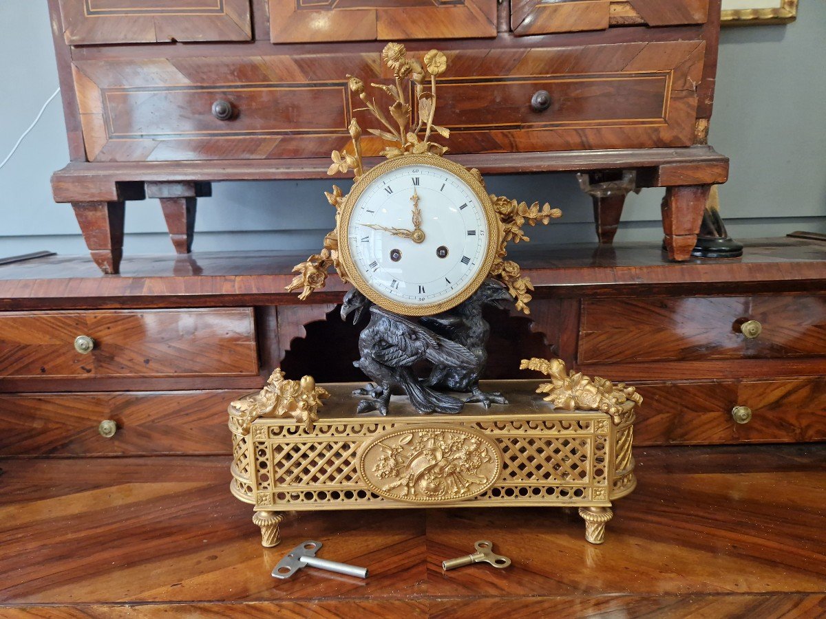 Table Clock In Gilded And Burnished Bronze By Vincenti & Cie Mid-nineteenth Century