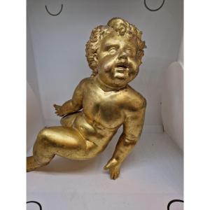 Golden Putto (gold Leaf) In Scagliola Mid-nineteenth Century (southern Italy)