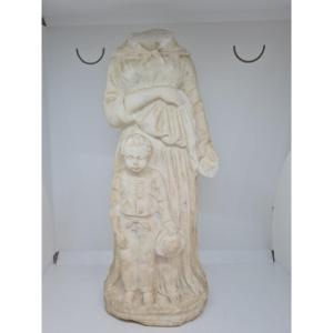 White Marble Statue "woman With Child" Second Half Of The Eighteenth Century