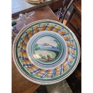 Large 19th Century Neapolitan Polychrome Majolica Plate 