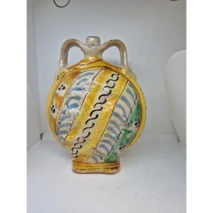 Polychrome Maiolica Flask, Ariano Irpino Furnace, 19th Century 