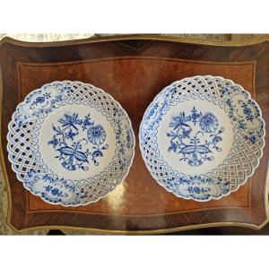 Pair Of Meissen Openwork Bowls, Late 19th Century 