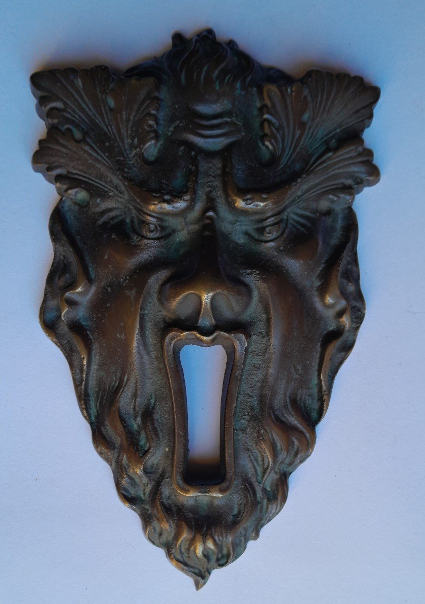 Monumental Bronze Door Knocker Decorated With The Green Man - Italy, XIXth Century - Complete-photo-4