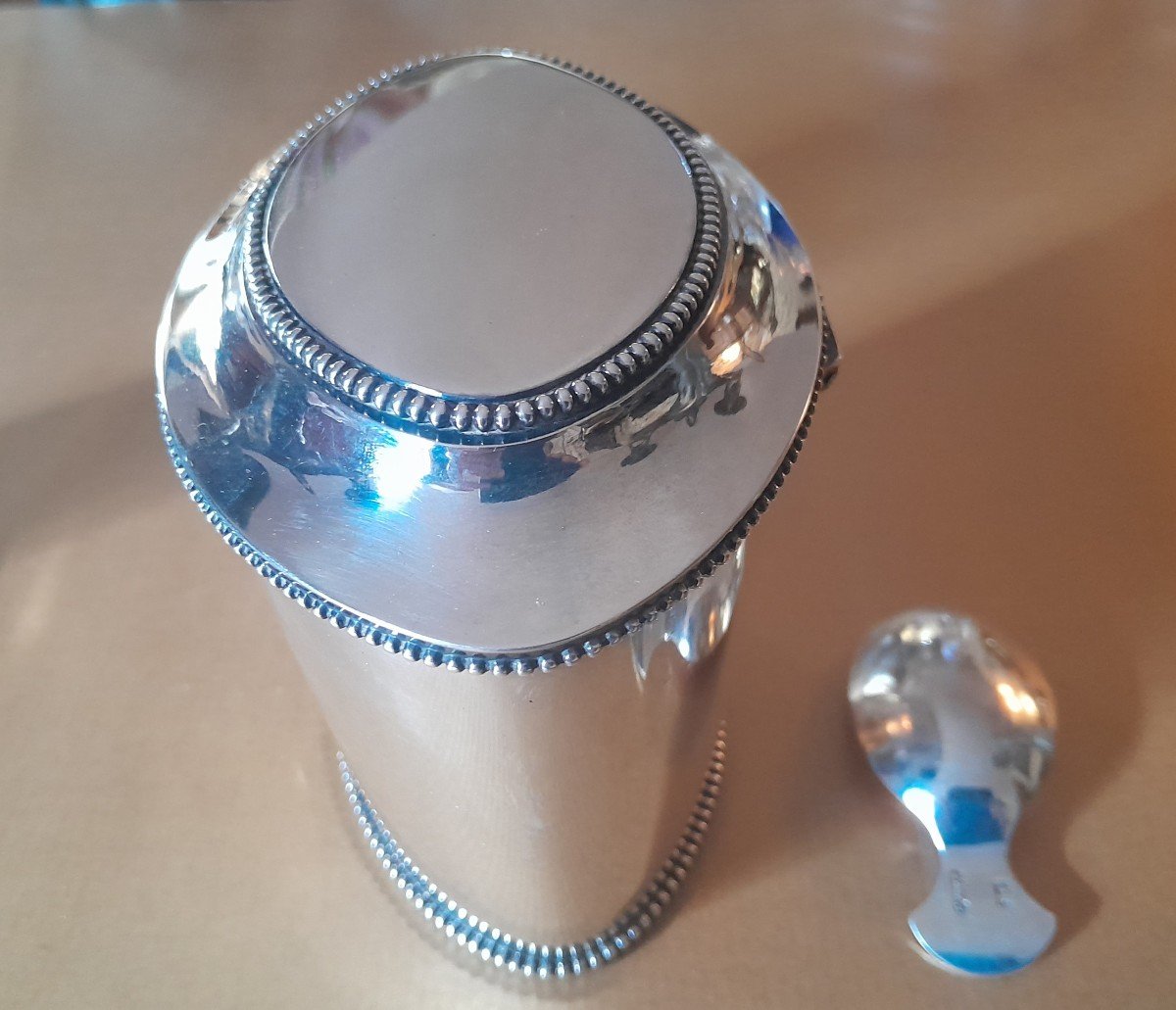 Georgian Tea Caddy In Sterling Silver - Amsterdam - With Spoon-photo-2