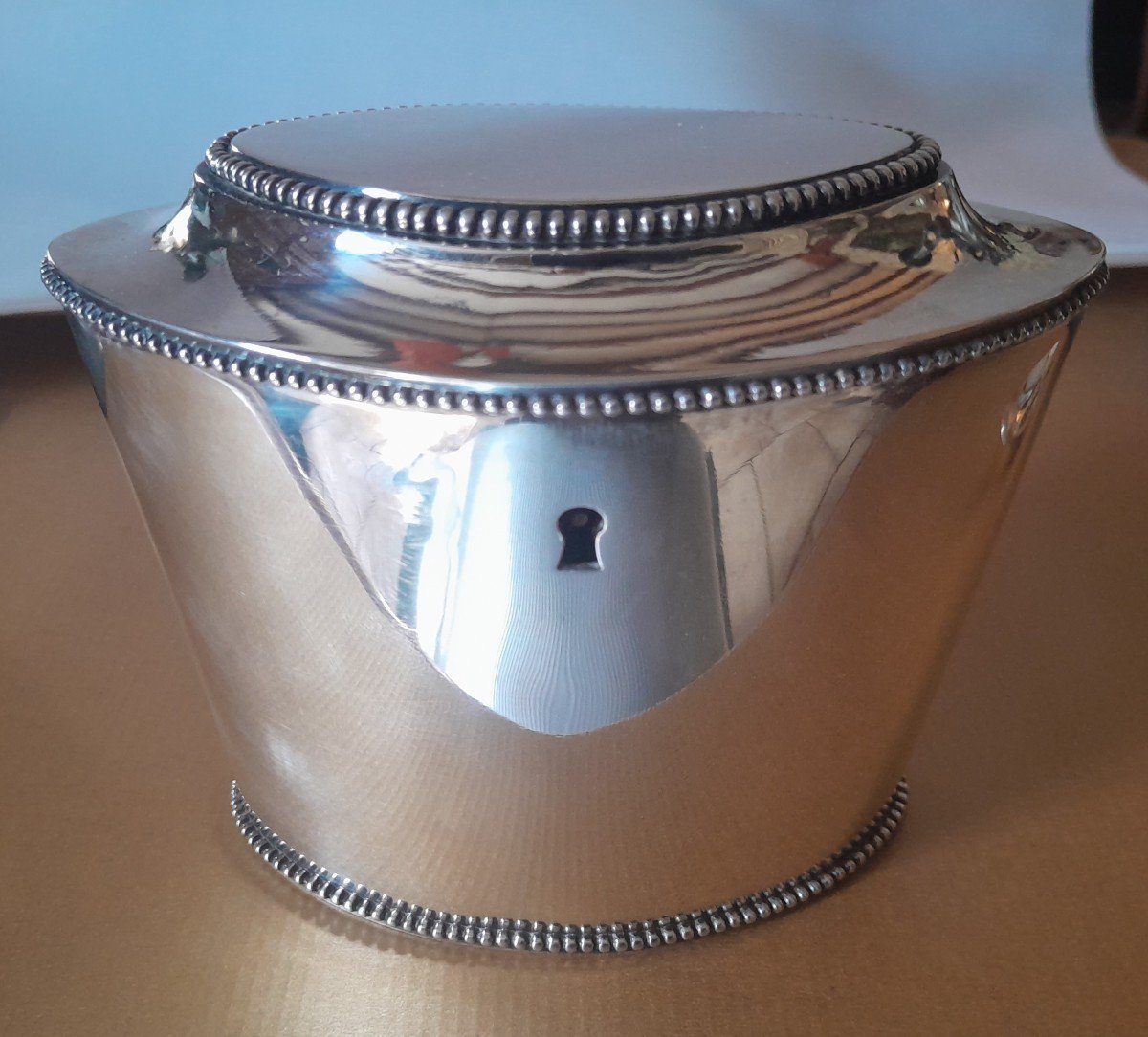 Georgian Tea Caddy In Sterling Silver - Amsterdam - With Spoon