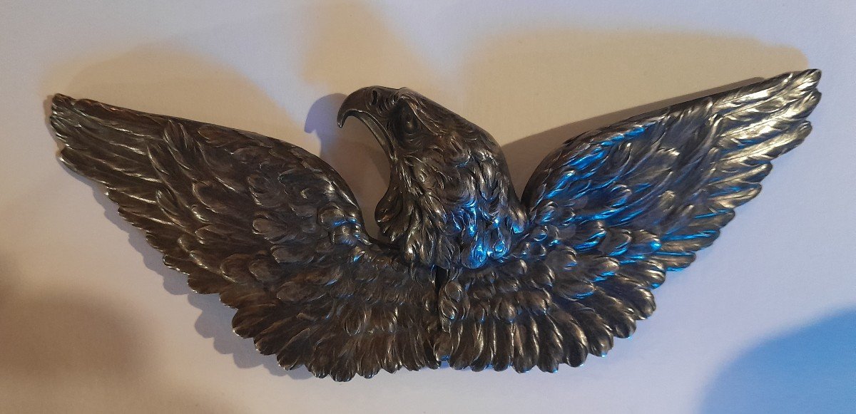 Large Art Nouveau Belt Buckle In Sterling Silver - Eagle-photo-1