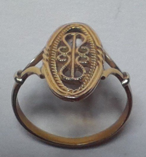 Old Navette Ring In 18 Carat Filigree Gold-photo-2