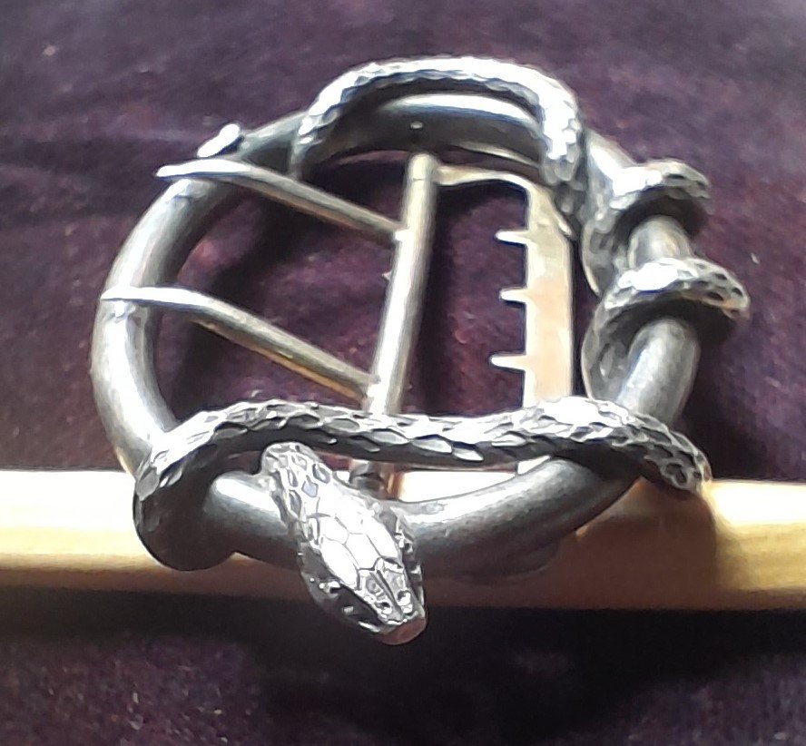 Boucle de ceinture serpent art nouveau en argent -photo-3