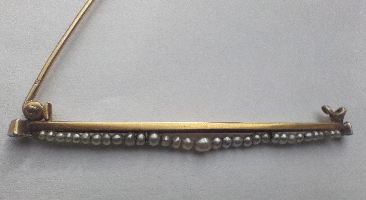 Broche barrette en or, perles et diamants-photo-3