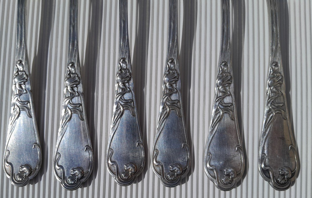 Boulenger Art Nouveau Cutlery - “tulip” Model Table Spoons And Forks-photo-1