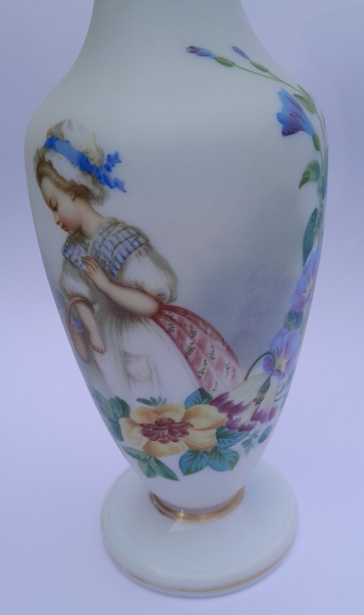 Opaline Vase With Hand-painted Decor-photo-4