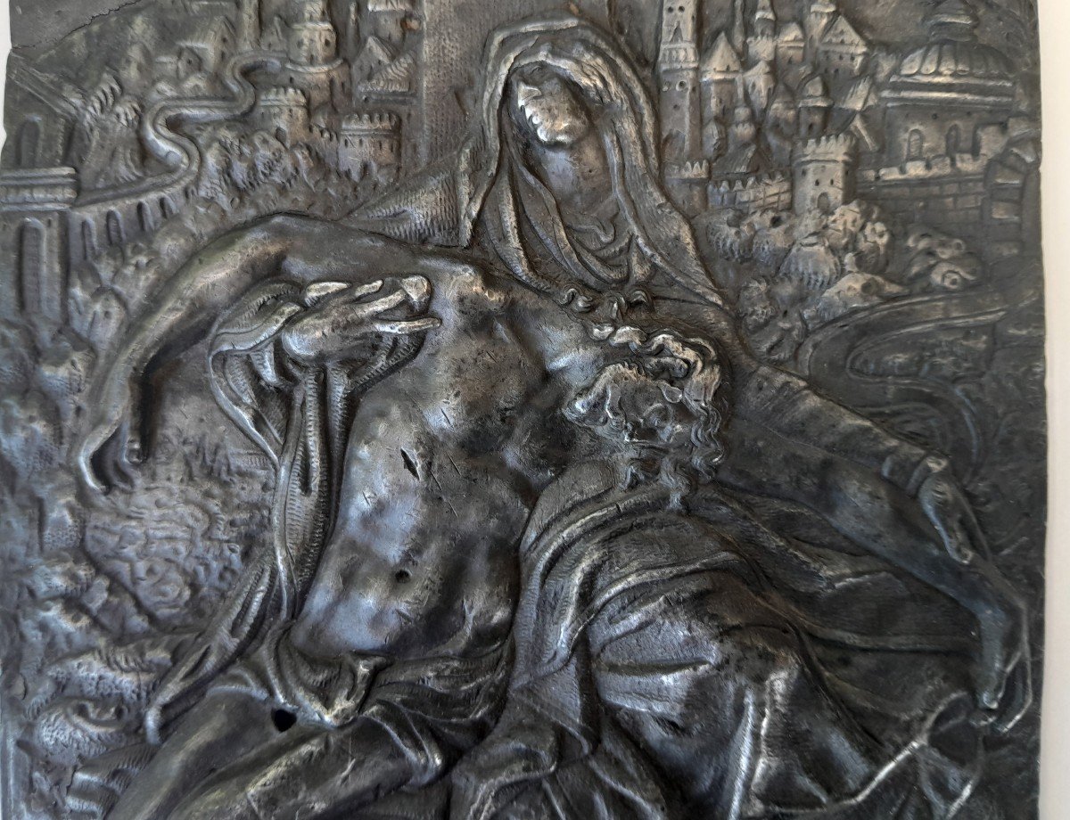 Plaquette En Plomb XVIIème  - La Déploration Ou Lamentation Du Christ-photo-1