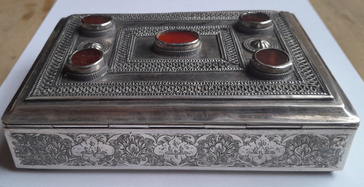 Turkmenistan, Silver And Carnelian Box-photo-2