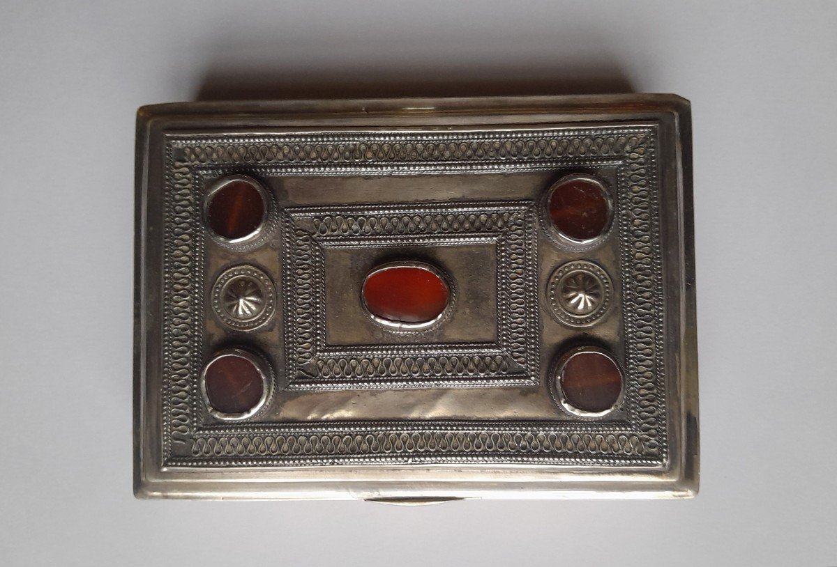 Turkmenistan, Silver And Carnelian Box